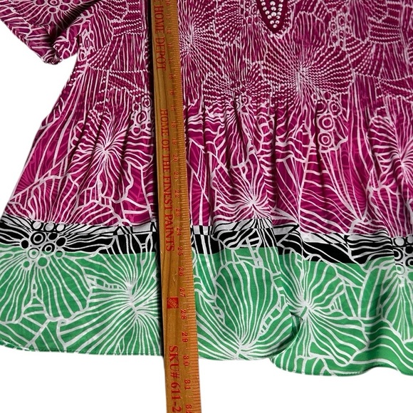 Catherines Beaded Crinkle TunicFlutter Sleeve Blouse Women’s Plus Petite Sz 2XWP - Picture 7 of 9